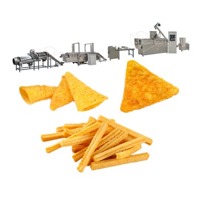 Puffed snacks flour fried salad sticks bugles triangle chips food maker production line